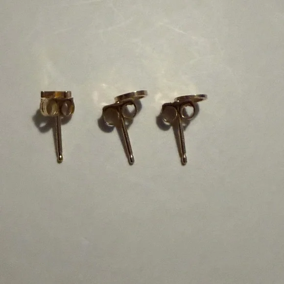 Maya Brenner 14K Yellow Gold Stud Earrings Set Letters O O X 3 Earrings! - Picture 3 of 4